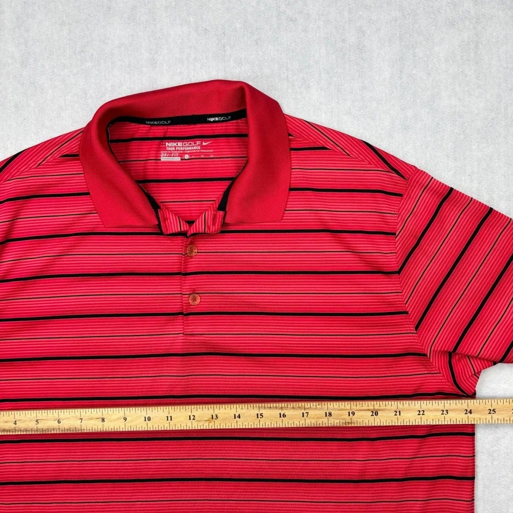 Nike Ultra Stripe 20 Polo Mens XL Red Black Tour Performance Dri Fit Golf Shirt